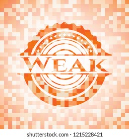 Weak abstract emblem, orange mosaic background