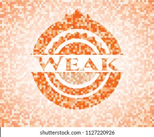 Weak abstract orange mosaic emblem with background