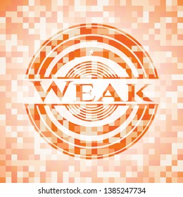 Weak abstract orange mosaic emblem with background