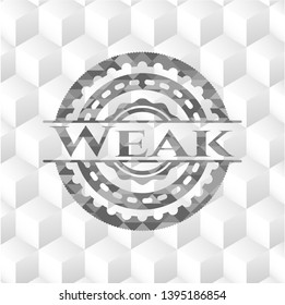 Weak grey emblem. Retro with geometric cube white background