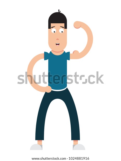 Weak Man Shows Musclesnew Gymhealthy Lifestyle Stock Vector (Royalty