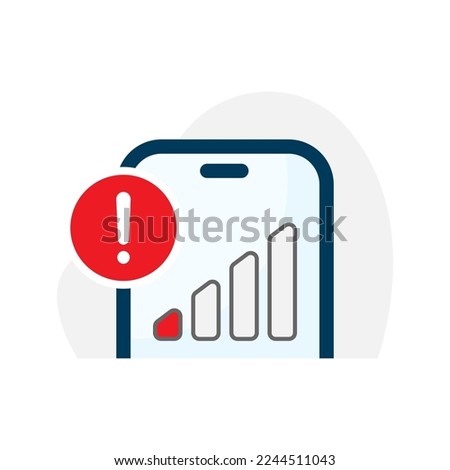 weak mobile internet signal concept illustration flat design vector eps10. simple, modern graphic element for landing page, empty state ui, infographic