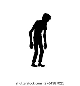 Weak Oldman silhouette vector flat design on white background.