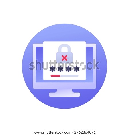 weak password icon with lock and computer