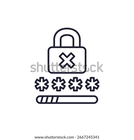 weak password icon with a lock, line design