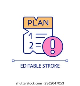Weak planning RGB color icon. Awareness of mistaken strategy building. Business promotion failure. Isolated vector illustration. Simple filled line drawing. Editable stroke. Arial font used
