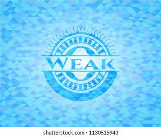 Weak realistic light blue emblem. Mosaic background