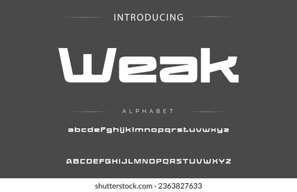 Weak Sport Modern Italic Alphabet Font. Typography urban style fonts for technology, digital, movie logo design. vector illustration