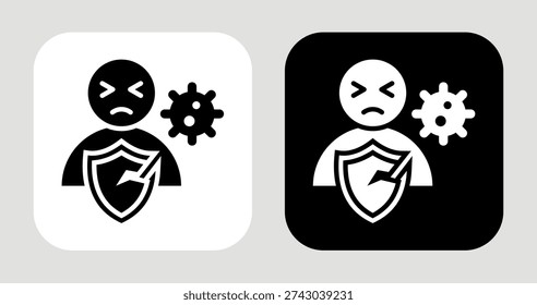 Weakened Immune System Icon In Black and White Glyph Style
