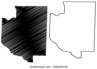 Condado de Weakley, Estado de Tennessee (Condado de los Estados Unidos de América), ilustración vectorial del mapa, esbozo de garabato Mapa de Weakley