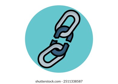 Ícone de contorno colorido fraco. cadeia quebrada. ícone relacionado a SWOT. elementos de negócios ilustração de vetor