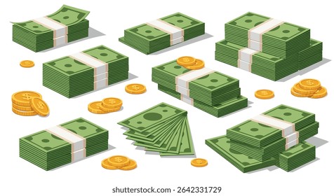 Wealth and Abundance Financial Prosperity Stack of Money and Coins Concept in Detail