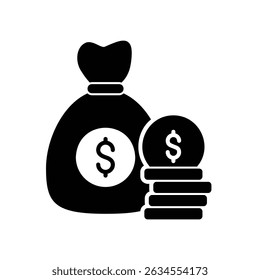 Wealth accumulation icon with dollar money bag