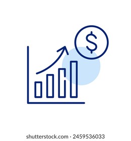 Wealth accumulation and income growth. Growing chart with uptrend, arrow up and dollar symbol. Pixel perfect icon