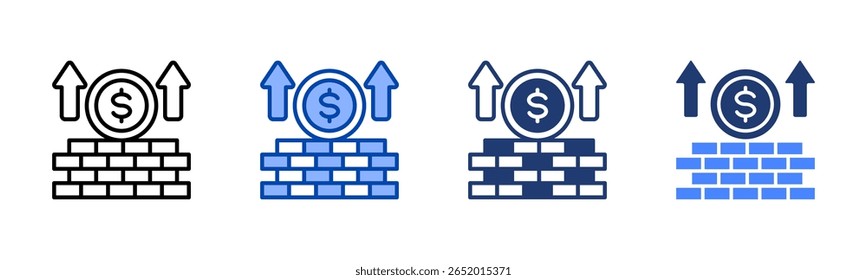 Ícone do Wealth Building definir coleção de vários estilos