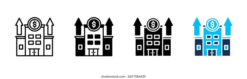 Wealth Building ícone folha coleção de vários estilos