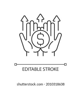 Wealth building linear icon. Making financial decisions. Generating long-term income. Thin line customizable illustration. Contour symbol. Vector isolated outline drawing. Editable stroke