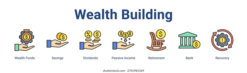 Wealth Building web banner icon element for design in a collection