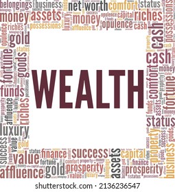 Wealth conceptual vector illustration word cloud isolated on white background.