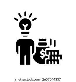 Ilustración vectorial de glifo de icono de creación de riqueza