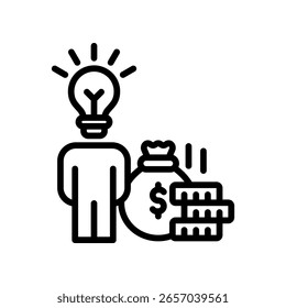 Ilustración vectorial de esquema de icono de creación de riqueza
