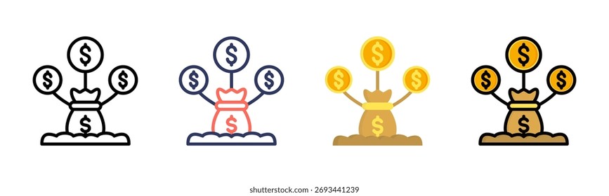 Ícone Criação de Riqueza define coleção de vários estilos