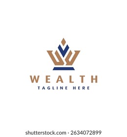 Wealth crown creative monogram letter mark W logo design concept royal elegance luxury finance