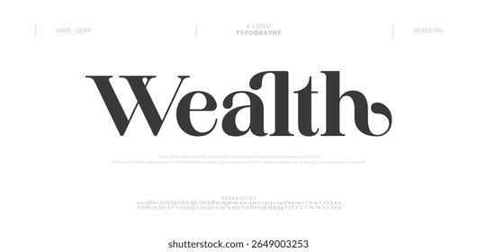Wealth Elegant font alphabet logo. Typography luxury classic lettering serif fonts decorative wedding vintage retro logos, design for fashion, beauty shop and brand. vector illustration