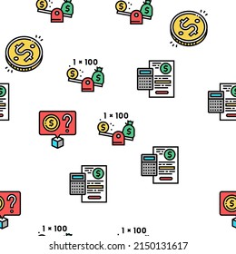 Wealth Finance Capital Vector Seamless Pattern Thin Line Illustration