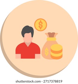 Wealth Flat Circle Style Icon