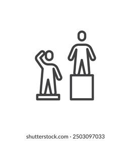 Wealth Gap line icon. linear style sign for mobile concept and web design. Wide gap between two people outline vector icon. Symbol, logo illustration. Vector graphics