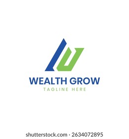 Wealth grow logo design letter mark W arrow financial corporate concept