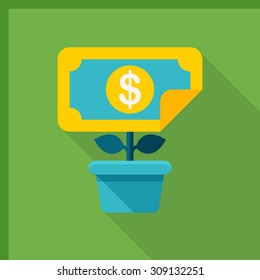 Wealth growth icon, vector illustration. Flat design style with long shadow,eps10