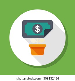 Wealth growth icon, vector illustration. Flat design style with long shadow,eps10