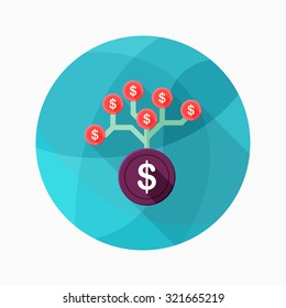 Wealth growth icon, vector illustration. Flat design style with long shadow,eps10