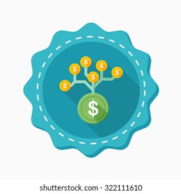 Wealth growth icon, vector illustration. Flat design style with long shadow,eps10