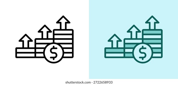 Icono de crecimiento de la riqueza Ilustración vectorial whitegreen