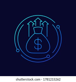 icono de vector de línea de crecimiento de riqueza