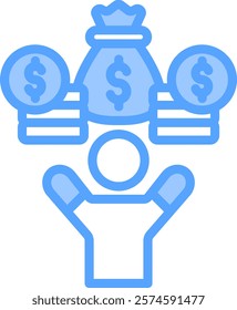 Wealth Icon blue Vector Illustration