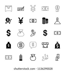 Wealth icon. collection of 25 wealth filled and outline icons such as coin, dollar, money, payment, atm money withdraw, sack. editable wealth icons for web and mobile.