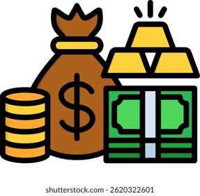 Wealth Icon Lineal Color Vector Illustration