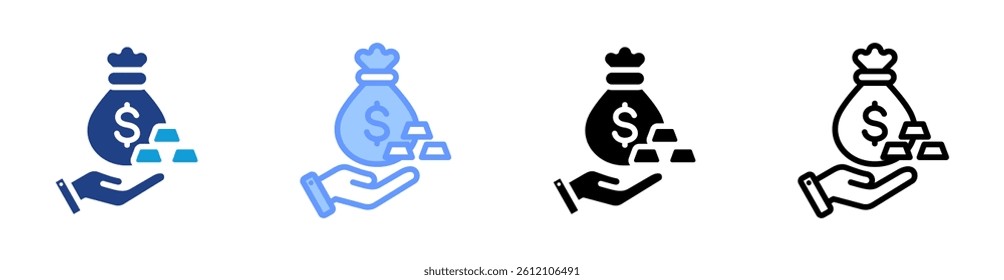 Wealth icon set multiple style collection