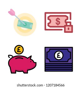 wealth icon set. vector set about piggy bank and money icons set.