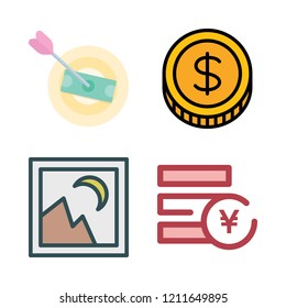 wealth icon set. vector set about coin, yen, picture and money icons set.
