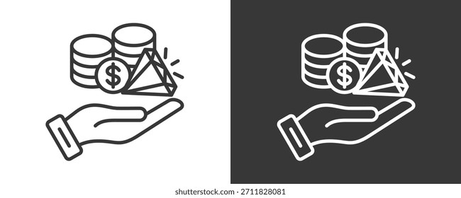 Conjunto De Ícones De Riqueza Vetor Isolado Em Preto E Branco