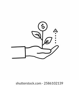 Wealth icon suitable for info graphics, websites and print media and interfaces. Line vector icon.Money tree plant with coin dollar line icon.
