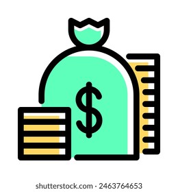 Icono de riqueza Vector en estilo de contorno de colores para finanzas, riquezas, ahorro, inversión y economía