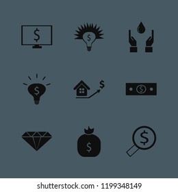 wealth icon. wealth vector icons set diamond, money ideas, dollar symbol computer and real estate prices growth