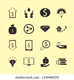 wealth icon. wealth vector icons set money ideas, dollar rate falling, looking money and money bag hand