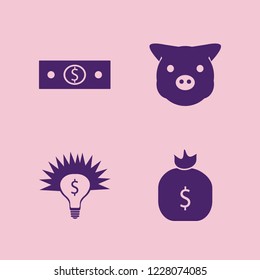 wealth icon. wealth vector icons set money cash, money bag, money ideas and piggy face
